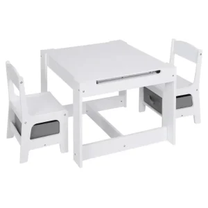BukkitBow - 3-in-1 Kinder Activiteitstafel / Kindertafel Set - Met Omdraaibaar Schoolbord en Ingebouwde Opslagruimte - Veilig Design - 63x63x51cm