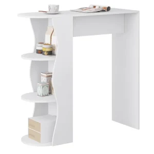 BukkitBow - Bartafel met Planken - Stevig Hout - Modern Veelzijdig Design - 110x107x40cm