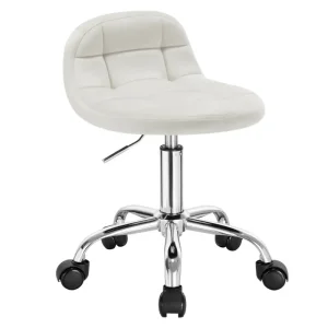 BukkitBow - Compacte Lage Kruk van Velvet/Fluweel - met Metalen Onderstel en Wielen - Hoogte instelbaar (43.5-55CM)