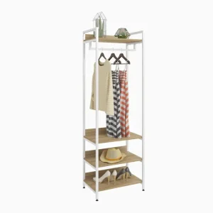 BukkitBow - Multifunctioneel Kledingrek - Staal en MDF met Kledingrail - Max 20 kg per Plank - 56x36x170cm