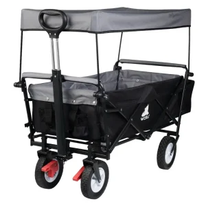 BukkitBow - Opvouwbare Bolderkar Met Dak - Inklapbare Handkar met Stalen Frame - Massief Rubberen Wielen - Tot 80 kg Belasting