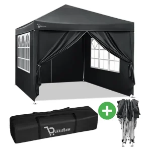 BukkitBow - Partytent met Zijwanden – Opvouwbare Tent – Waterdicht en Weersbestendig – Tuinpaviljoen - 300 x 300 cm