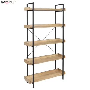 BukkitBow - Staande Boekenplank - 5 Planken - Water en Krasbestendig - Eenvoudig te Monteren - Geschikt voor Alle Ruimtes - 91x25.5x173CM