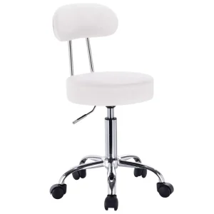BukkitBow - Verstelbare Kunstleren Stoel / Kruk - Verchroomd Staal - Ergonomisch Design - 360° Draaibaar - 100KG Draagvermogen